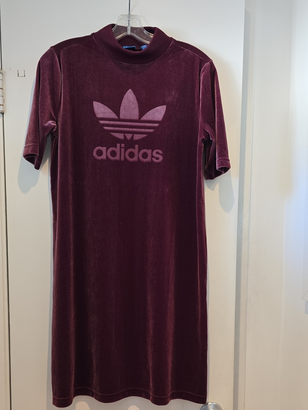 adidas Velvet Midi Dress in Burgundy